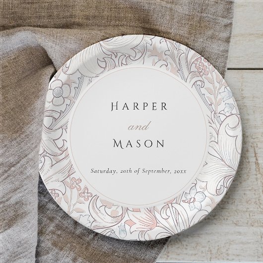 ヴィンテージゴールデンリリーウィリアム結婚モリス ペーパープレート