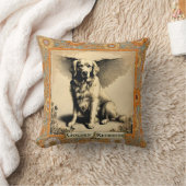 ヴィンテージゴールデンレトリエバーエンジェルパーソナライズされた クッション (ブランケット)