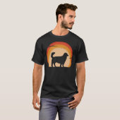 ヴィンテージゴールデンレトリバーサンセット Tシャツ (正面フル)