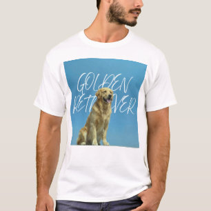 ヴィンテージゴールデンレトリバードッグレトロブルースカイアート Tシャツ