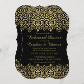 ヴィンテージゴールデンレースエレガントリハーサルディナーパーティー 招待状 (正面/裏面)