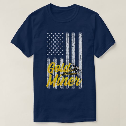 ヴィンテージゴールデン米国旗アメリカ金ゴールド鉱夫 Tシャツ (デザイン正面)