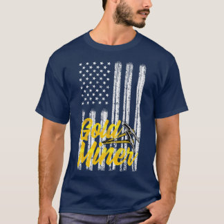 ヴィンテージゴールデン米国旗アメリカ金ゴールド鉱夫 Tシャツ