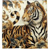 ヴィンテージゴールデン絵を描タイガー シャワーカーテン (正面)