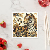 ヴィンテージゴールデン絵を描タイガー スタンダードカクテルナプキン (インサイチュ)