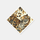 ヴィンテージゴールデン絵を描タイガー スタンダードカクテルナプキン (角)