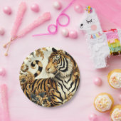 ヴィンテージゴールデン絵を描タイガー ペーパープレート (パーティー)