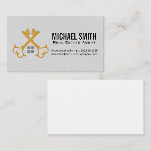 ヴィンテージゴールデン鍵クロス |実在財産 名刺 (正面/裏面)