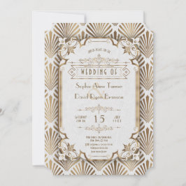 ヴィンテージゴールドのアールデコ グレート20's ウェディング 招待状