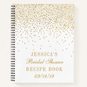 ヴィンテージゴールドのコンフェッティ ブライダルシャワーレシピ ノートブック (正面)