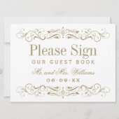 ヴィンテージゴールドのスクロールワーク ゲストブックサイン (正面)
