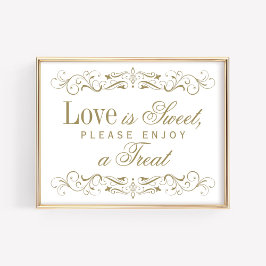 ヴィンテージゴールドのスクロールワーク「Love is Sweet」サイン