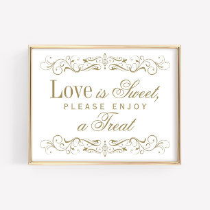 ヴィンテージゴールドのスクロールワーク「Love is Sweet」サイン