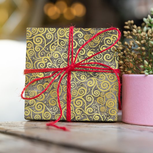 ヴィンテージゴールドのスワールパターン クラシック エレガントなタウペ 薄葉紙