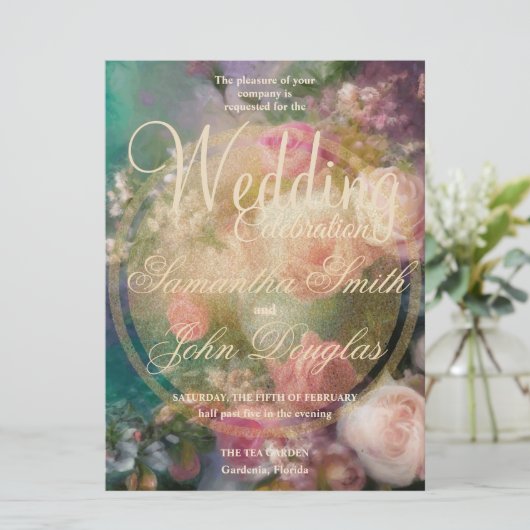 ヴィンテージゴールドのバラがオールドダッチスタイルで描かれたもの (スタンド正面)