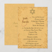 ヴィンテージゴールドの刺繍が施されたユダヤ教の結婚式 招待状 (正面/裏面)