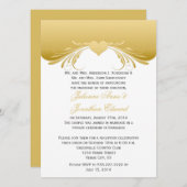 ヴィンテージゴールドの装飾的な渦巻きハート型の結婚式後パーティー招待状 招待状 (正面/裏面)