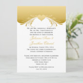 ヴィンテージゴールドの装飾的な渦巻きハート型の結婚式後パーティー招待状 招待状 (スタンド正面)