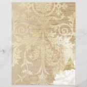 ヴィンテージゴールドオルネートフローラルスクリプトスクラップブックペーパー (正面)