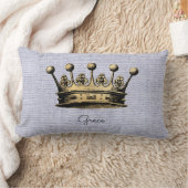 ヴィンテージゴールドクラウンハンドル ラベンダー オーダーメイド テキスト ホームデコレーション ランバークッション (ブランケット)