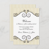 ヴィンテージゴールドストライプ結婚式ウェルカムカード エンクロージャーカード (正面/裏面)