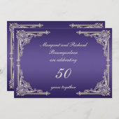 ヴィンテージゴールドパープルスクロールズ 50周年記念 招待状 (正面/裏面)