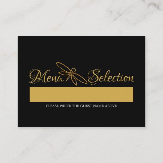 ヴィンテージゴールドフォイルドラゴンフライ結婚のメニュー選択 エンクロージャーカード (正面)