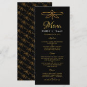 ヴィンテージゴールドフォイルドラゴンフライ結婚のメニュー メニュー (正面/裏面)