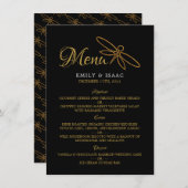 ヴィンテージゴールドフォイルドラゴンフライ結婚のメニュー メニュー (正面/裏面)