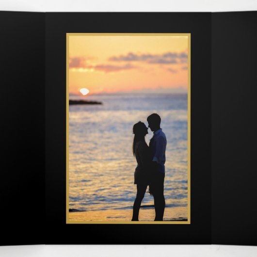 ヴィンテージゴールドフォイルドラゴンフライ結婚ズスイート 三つ折り招待状 (内部中)