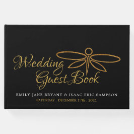 ヴィンテージゴールドフォイルドラゴンフライ結婚ズ ゲストブック