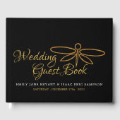 ヴィンテージゴールドフォイルドラゴンフライ結婚ズ ゲストブック (正面)