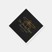 ヴィンテージゴールドフォイルドラゴンフライ結婚ズ スタンダードカクテルナプキン (角)