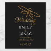 ヴィンテージゴールドフォイルドラゴンフライ結婚ズ ワインラベル (シングルラベル)