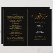 ヴィンテージゴールドフォイルドラゴンフライ結婚式 プログラム (正面/裏面)