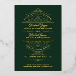 ヴィンテージゴールドフォイルリージェンシー華美グリーンズ 箔招待状