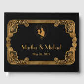 ヴィンテージゴールドフォイル結婚ズゲストブック ゲストブック (正面)