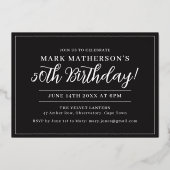 ヴィンテージゴールドフォトサプライズアダルト誕生日パーティー 箔招待状 (裏面)