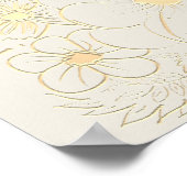 ヴィンテージゴールドフラワーウェディングウェルカムサイン ポスター (角)