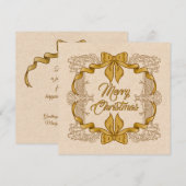 ヴィンテージゴールドリボン メリークリスマス シーズンカード (正面/裏面)