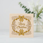 ヴィンテージゴールドリボン メリークリスマス シーズンカード (スタンド正面)
