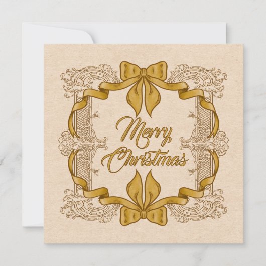 ヴィンテージゴールドリボン メリークリスマス シーズンカード (正面)