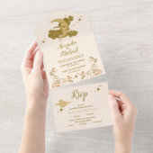 ヴィンテージゴールド神秘的な植物の結婚式 オールインワン招待状 (貼ってはがせる)