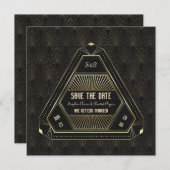 ヴィンテージゴールド グレートギャツビー ウェディング セーブザデート (正面/裏面)