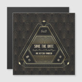 ヴィンテージゴールド グレートギャツビー ウェディング セーブ・ザ・デート マグネット招待状 (正面/裏面)