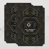 ヴィンテージゴールド グレートギャツビー ウェディング ベストマンに 招待状 (正面/裏面)