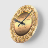 ヴィンテージゴールド ダイヤモンド 50周年記念結婚式 ラウンド壁時計 (傾斜)
