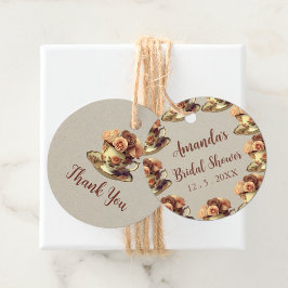 ヴィンテージゴールド フローラル ティーパーティー ブライダルシャワー フェイバータグ