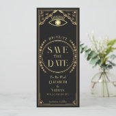 ヴィンテージゴールド ミスティカル タロットカード セーブ・ザ・デート 招待状 (スタンド正面)