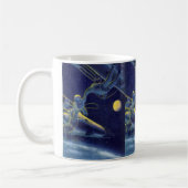 ヴィンテージサイエンスフィクションSFエイリアンon Spacewalk コーヒーマグカップ (左)